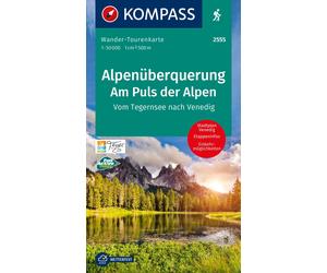 Carte de randonnée n° 2555 - Traversée des Alpes, de Tegernsee à Venise | Kompass