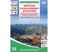Carte de randonnée n° 33 - Monte Rosa, Upper Gressoney Valley, Upper Val d'Ayas | Fraternali - 1/25 000