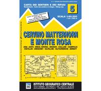 Carte de randonnée n° 5 - Cervin-Matterhorn et Monte Rosa | Istituto Geografico Centrale - 1/50 000