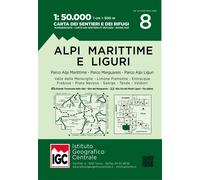 Carte de randonnée n° 8 - Alpi Marittime e Liguri | Istituto Geografico Centrale - 1/50 000