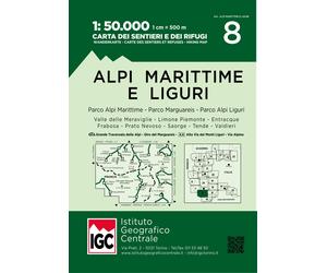 Carte de randonnée n° 8 - Alpi Marittime e Liguri | Istituto Geografico Centrale - 1/50 000