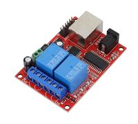 Carte de relais Ethernet 2 voies, module de contrôleur de commutateur réseau LAN avec configuration de serveur Web, minuterie de retard DC 5 V-24 V pour automatisation industrielle, bleu