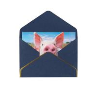 Carte de remerciement amusante et mignonne en forme de cochon 10,2 x 15,2 cm pour mariage, fête prénatale, remerciement, fête de mariée, anniversaire d'affaires.