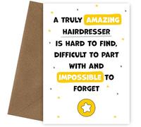 Carte de remerciement pour coiffeur - Impossible à oublier - Carte de remerciement pour coiffeur ou coiffeur pour exprimer grâce à lui ou elle - départ à la retraite