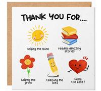 Carte de remerciement pour enseignant - Mignon Thank You for Helping Me Grow from Children - Teaching, Growing Together, Nursery