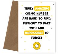 Carte de remerciement pour infirmière en chimio - Impossible à oublier - Carte d'appréciation pour infirmière en chimio pour exprimer grâce à lui ou elle - départ à la retraite