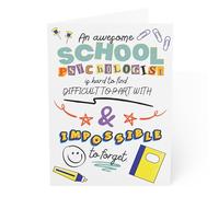 Carte de remerciement pour psychologue scolaire, carte de remerciement pour enseignant pour conseiller, thérapeute, psychologue scolaire, carte de gratitude professionnelle en santé mentale - 12,7 x