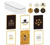 Carte de remise de diplôme - 17,8 cm de vœux | Invitations à des fêtes en papier - Ensemble de 6 pièces avec enveloppes et autocollants pour réussir. Cette carte sincère rend aux diplômés du s