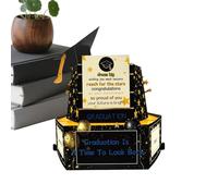 Carte de remise de diplôme - Félicitations 3D pour les débuts | Papercraft pop-up sculpté avec des accents de paillettes et un lettrage en feuille d'or pour offrir, honorer, écrire et célébrer des jal