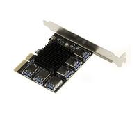 Carte de réplication PCIe x4 vers 6 ports par liaisons USB3 - BANDE PASSANTE 20G pour extension de port PCIe. BTC Mining Expansion Card