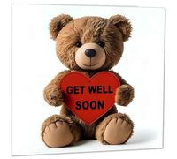 Carte de rétablissement « Get Well Soon » - Motif ours en peluche - 148 mm x 148 mm