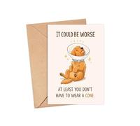 Carte de rétablissement humoristique « Get Well Soon » - Illustration de cône de chien mignon - Message de joie - Idée cadeau unique pour le jour de la maladie - Pour ami, famille, collègue