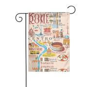Carte de Rome avec des monuments Illus - 30,5 x 45,7 cm - Drapeau vertical double face - Drapeau décoratif d'intérieur et d'extérieur