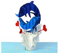 Carte de Saint-Valentin CUTPOPUP avec motif de dauphins - Design complexe, détails parfaits, image mignonne et heureuse qui convient pour un anniversaire, en particulier pour un couple, un animal