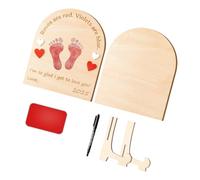 Carte de Saint-Valentin en bois avec support et stylo pour décoration de maternelle et kit d'empreintes de pied de bébé