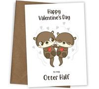 Carte de Saint-Valentin loutre pour elle ou lui - La carte parfaite pour votre femme, petite amie, mari, petit ami. Happy Valentine's Day