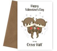 Carte de Saint-Valentin loutre pour elle ou lui - La carte parfaite pour votre femme, petite amie, mari, petit ami. Happy Valentine's Day