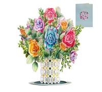 Carte de Saint-Valentin pop-up 3D avec bouquet de fleurs, carte de Saint-Valentin pop-up à fleurs sauvages - Message d'amour personnalisé et enveloppes de Saint-Valentin, cartes pop-up 3D 2 en 1 (vert