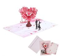 Carte de Saint-Valentin pop-up 3D pour lui, elle, arbre d'amour, cœurs, carte de mariage, carte de Saint-Valentin pour mari, épouse, petite amie, idéale pour un anniversaire romantique