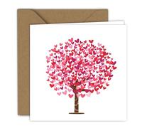 Carte de Saint-Valentin, pour elle et lui, carte d'amour, anniversaire, carte de Saint-Valentin, carte de cœur (arbre en forme de cœur) | Carte pliante (15 x 15 cm) - Avec enveloppe kraft - Intérieur