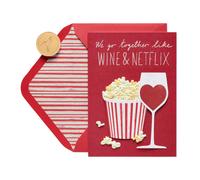 Carte de Saint-Valentin romantique Papyrus (Vin et Netflix)