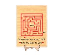 Carte de Saint-Valentin, utilisation polyvalente, 18,8 x 0,5 x 25 cm, carte de vœux romantique, lettre romantique en bois, design élégant, pour les couples ou les amoureux sur E