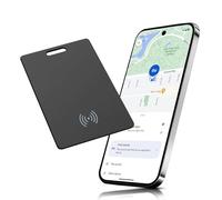 Carte de suivi de portefeuille fine sans fil rechargeable Smart Tracking Card IP68 étanche compatible avec Google Mon appareil (Android uniquement) pour valises/sacs Noir