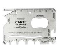 The Concept Factory Carte de survie métallique MG3376 – Acier inoxydable, multifonction Argent