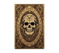 Carte De Tarot Avec Illustration De Crâne Plaque Étain Signe Vintage Affiche Poster Plaque Rétro Métallique Panneau Pour Café Bar Pub Parc 20X30Cm