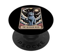 Carte de Tarot Chat Halloween Le Russe Bleu PopSockets PopGrip Adhésif