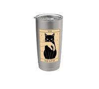 Carte de tarot chat noir mort sorcellerie Halloween chat tarot Gobelet isotherme en acier inoxydable double paroi