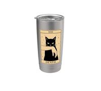 Carte de tarot chat noir mort sorcellerie Halloween chat tarot Gobelet isotherme en acier inoxydable double paroi