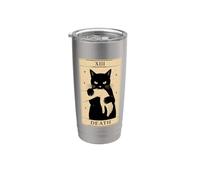 Carte de tarot chat noir mort sorcellerie Halloween chat tarot Gobelet isotherme en acier inoxydable double paroi