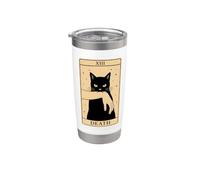 Carte de tarot chat noir mort sorcellerie Halloween chat tarot Gobelet isotherme en acier inoxydable double paroi