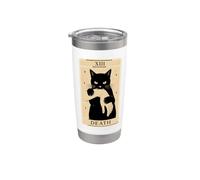 Carte de tarot chat noir mort sorcellerie Halloween chat tarot Gobelet isotherme en acier inoxydable double paroi