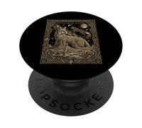 Carte de Tarot Constellation Coyote céleste Motif Lune du désert PopSockets PopGrip Adhésif