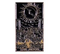 Carte de tarot de la lune XVIII en forme de loup hurlant hurlant et disant la fortune en émail 3 cm, 1.2 Inches, Émail, émail