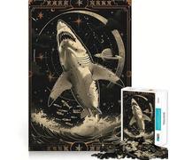 Carte de Tarot du Requin Blanc,1000 pièces Puzzle pour Adolescents,Jeu Stimulant Le Cerveau,emboîtement précis,sans espaces,activité relaxante en Groupe à l'intérieur (38x52cm)