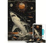 Carte de Tarot du Requin Blanc Puzzle de 1000 pièces pour Adultes Jeu de logique Découpe de précision Bords Lisses pour Les réunions de Famille (38x52cm)
