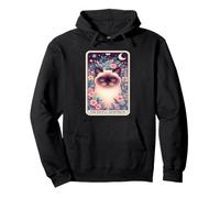 Carte de Tarot Exotique à Poils Courts Motif Chat Floral Boho Sweat à Capuche