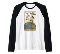 Carte de Tarot Extraterrestre The World UFO Invasion Vache drôle Manche Raglan