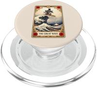 Carte de Tarot Japonais représentant Un Chat Surfant La Grande Vague de Kanagawa PopSockets PopGrip pour MagSafe