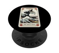 Carte de Tarot Kanagawa Chat Japonais Surf La Grande Vague PopSockets PopGrip Adhésif