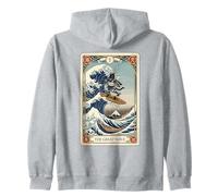 Carte de Tarot Kanagawa Chat Japonais Surf La Grande Vague Sweat à Capuche