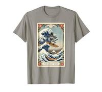 Carte de Tarot Kanagawa Chat Japonais Surf La Grande Vague T-Shirt