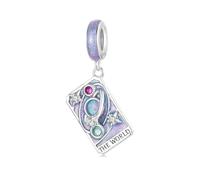 Carte de tarot - le charme du monde, accessoire de bracelet à breloques en argent sterling 925, compatible avec le collier de bracelet pandora