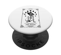 Carte de Tarot Lune Chat Squelette félin Gothique Halloween PopSockets PopGrip Adhésif