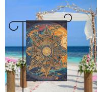 Carte de tarot mystique - Drapeau de jardin avec visage de soleil et de lune - 30,5 x 45,7 cm - Drapeau de jardin pour printemps et été - Drapeau saisonnier double face - Panneau de bienvenue durable