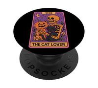 Carte de Tarot Squelette Citrouille The Cat Lover PopSockets PopGrip Adhésif
