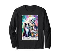 Carte de Tarot Squelette pour Amoureux des Chats Manche Longue